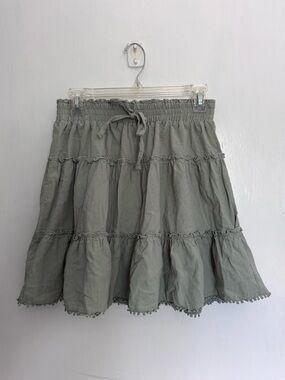 C+D+M Tiered Drawstring Mini Skirt - Sage